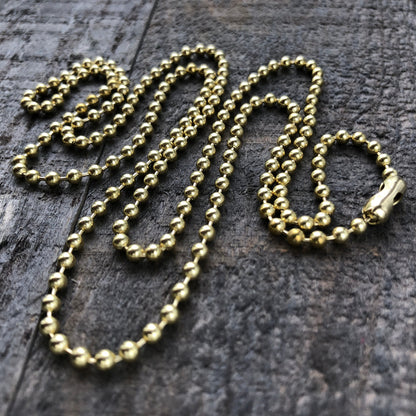 2.4mm Solid Brass Ball Chain Necklace with Connector – Custom Length