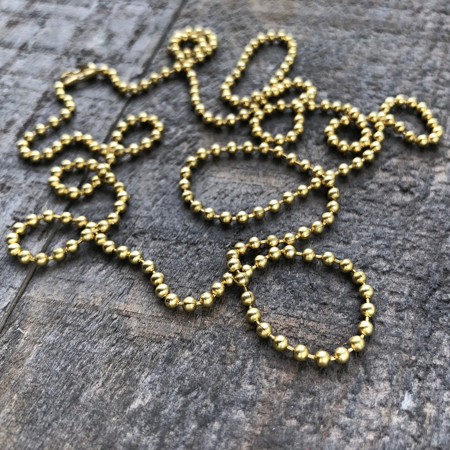 2.4mm Solid Brass Ball Chain Necklace with Connector – Custom Length
