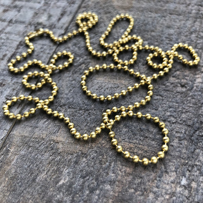 2.4mm Solid Brass Ball Chain Necklace with Connector – Custom Length