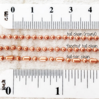 2.4mm Copper Ball Chain Necklace with Artisan Clasp – Slide-On Pendant Ready