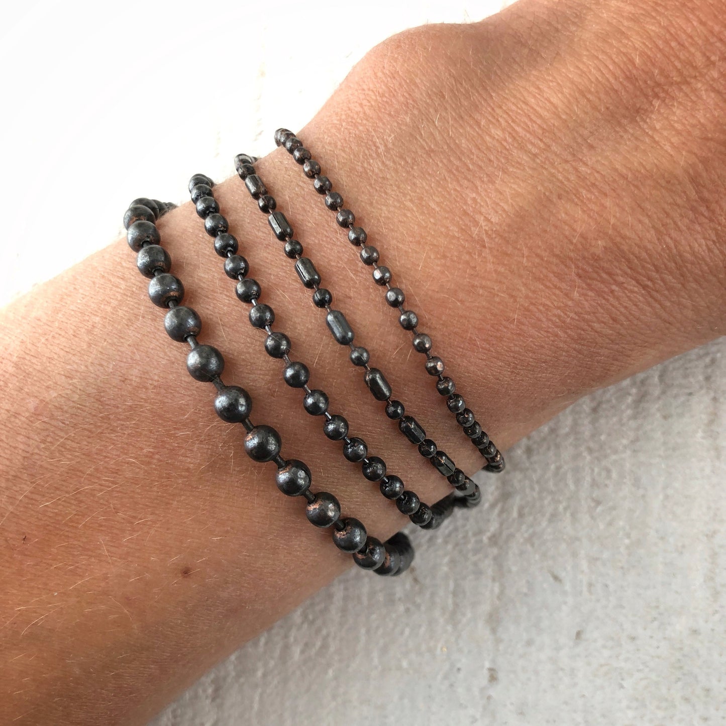 Oxidized Copper Ball Chain Bracelet – Handmade Dark Patina, 2.4mm 3.2mm 4mm, Adjustable Anklet Option