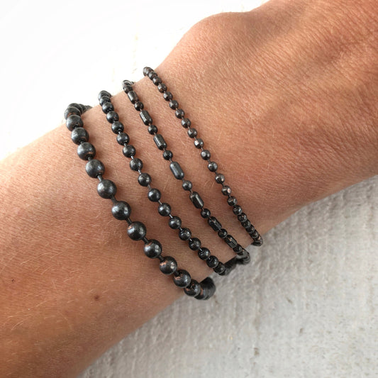 Oxidized Copper Ball Chain Bracelet – Handmade Dark Patina, 2.4mm 3.2mm 4mm, Adjustable Anklet Option