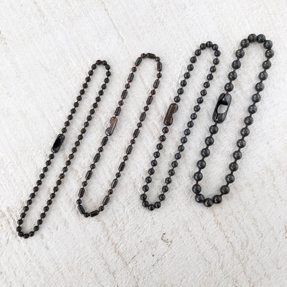 Oxidized Copper Ball Chain Bracelet – Handmade Dark Patina, 2.4mm 3.2mm 4mm, Adjustable Anklet Option