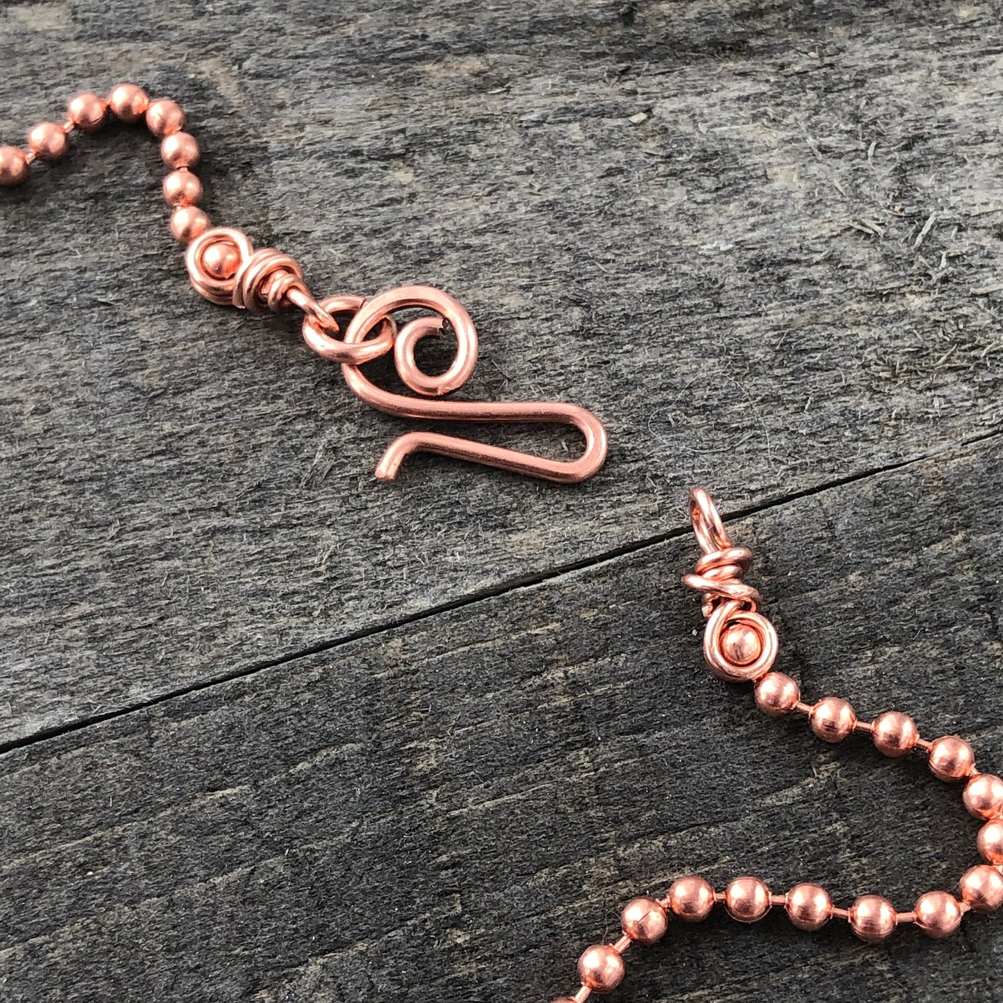 2.4mm Solid Copper Ball Chain Necklace with Artisan Clasp – Choose Your Style