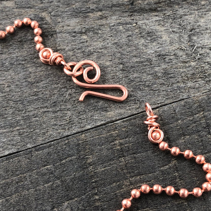 2.4mm Solid Copper Ball Chain Necklace with Artisan Clasp – Choose Your Style