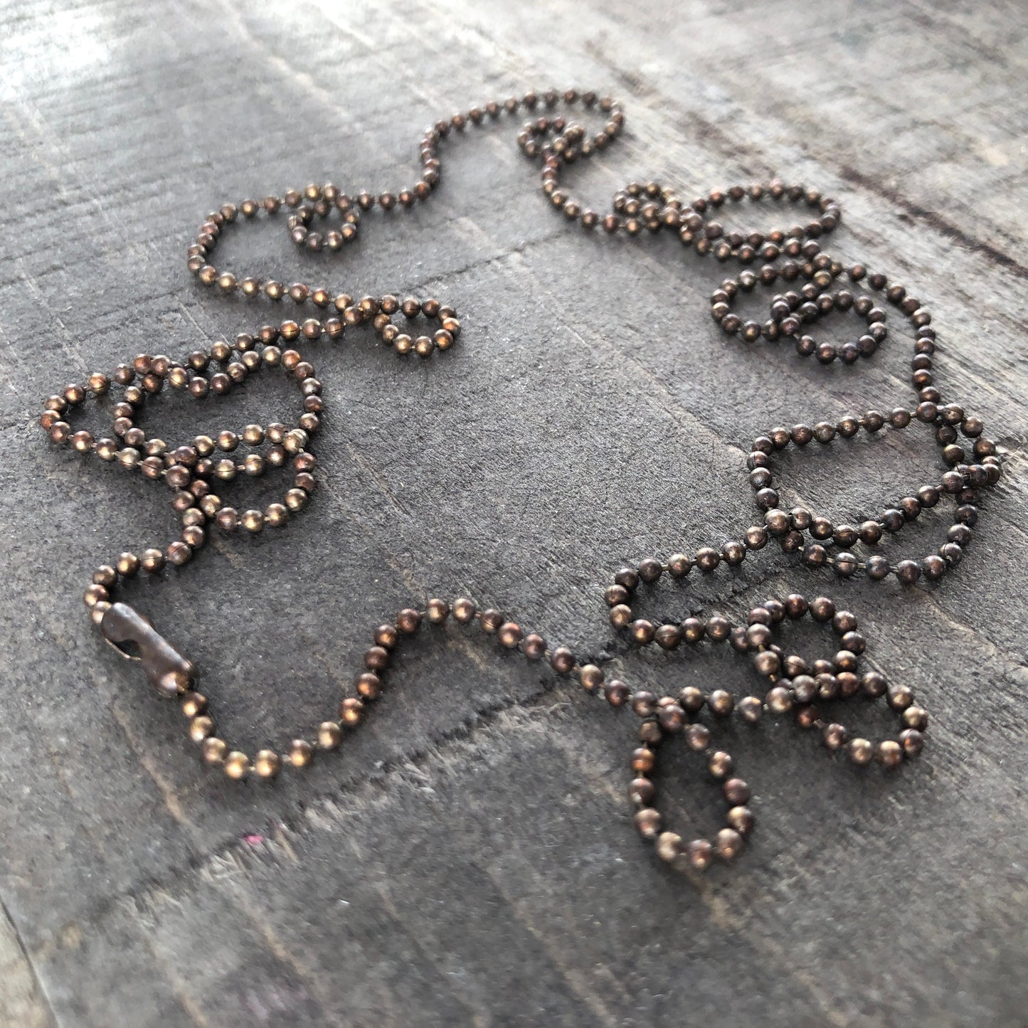 Solid Brass Ball Chain 1.8mm with Connector, Aged Finish, Custom Necklace Length