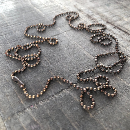 Solid Brass Ball Chain 1.8mm with Connector, Aged Finish, Custom Necklace Length