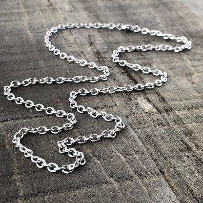 Adjustable Stainless Steel Cable Chain Necklace – 3.7mm Links with Lobster Clasp, 23” (Matinée Length)