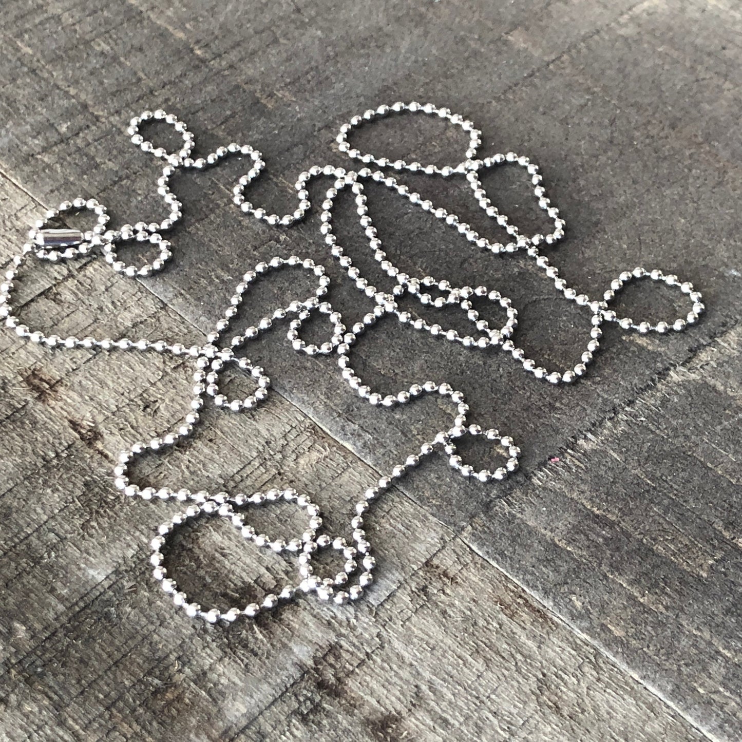 1.5mm Stainless Steel Ball Chain Necklace – Shiny Skinny Chain with Connector, Custom Length