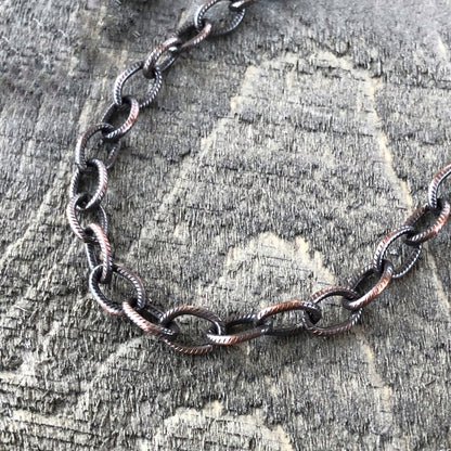 Adjustable Oxidized Solid Copper Necklace Chain with Artisan Clasp – 3 Styles