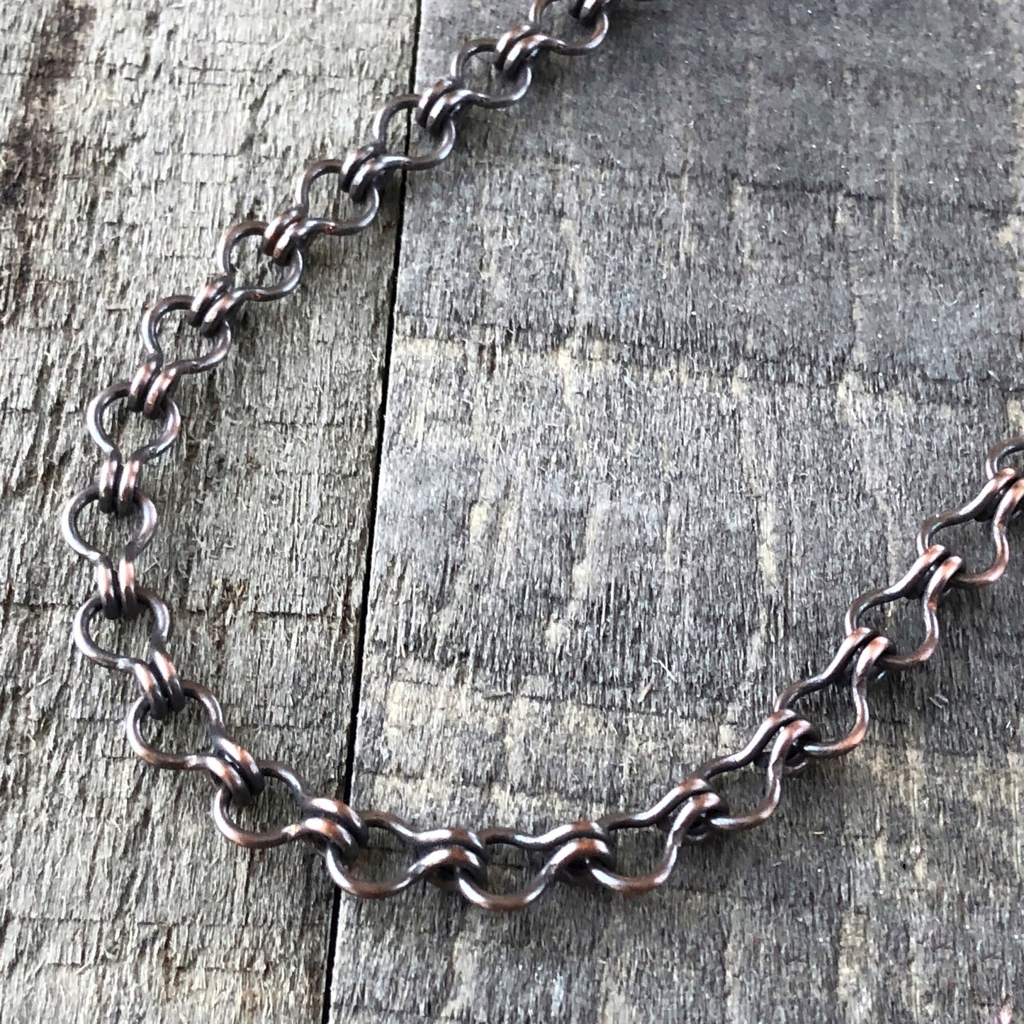 Adjustable Oxidized Solid Copper Necklace Chain with Artisan Clasp – 3 Styles