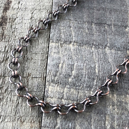 Adjustable Oxidized Solid Copper Necklace Chain with Artisan Clasp – 3 Styles