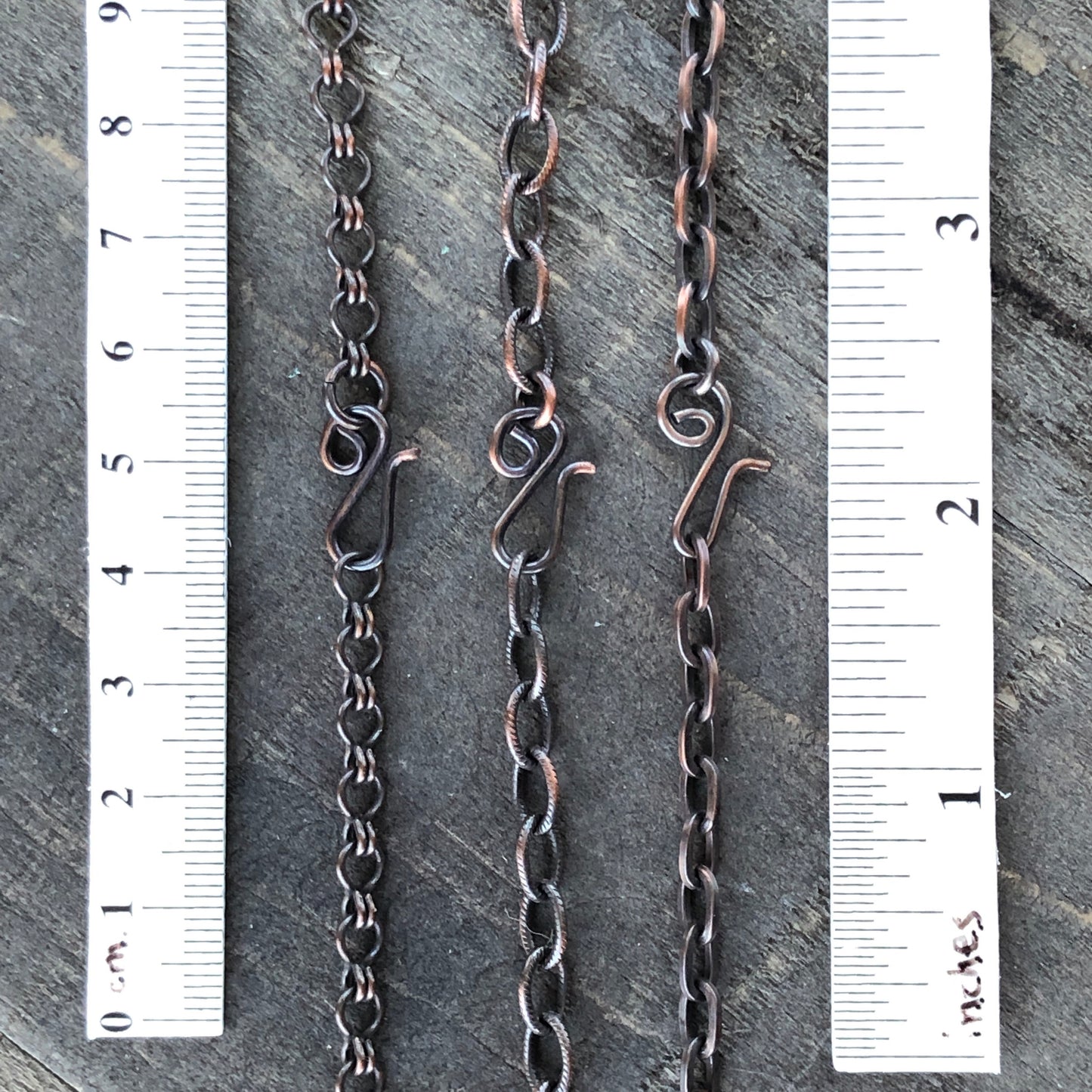 Adjustable Oxidized Solid Copper Necklace Chain with Artisan Clasp – 3 Styles