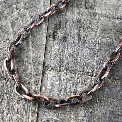 Adjustable Oxidized Solid Copper Necklace Chain with Artisan Clasp – 3 Styles