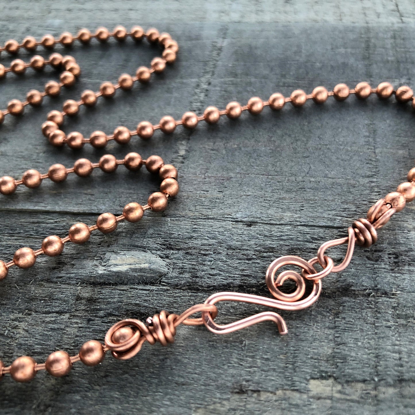 Large 4.5mm Copper Ball Chain Necklace with Artisan Clasp – Custom Length