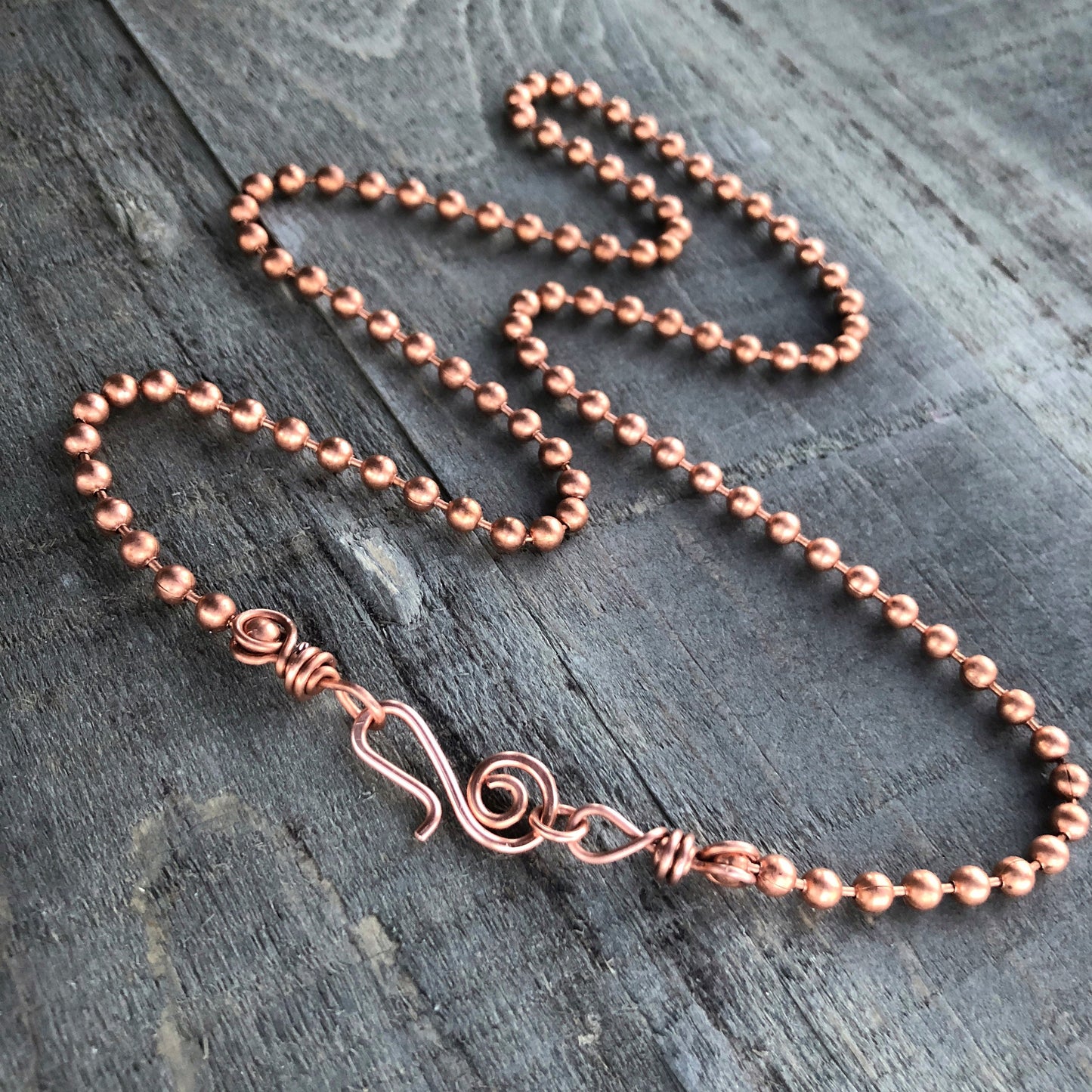 Large 4.5mm Copper Ball Chain Necklace with Artisan Clasp – Custom Length