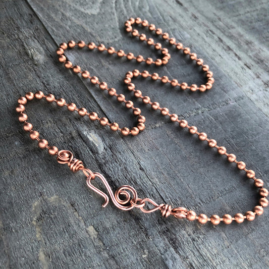 Large 4.5mm Copper Ball Chain Necklace with Artisan Clasp – Custom Length