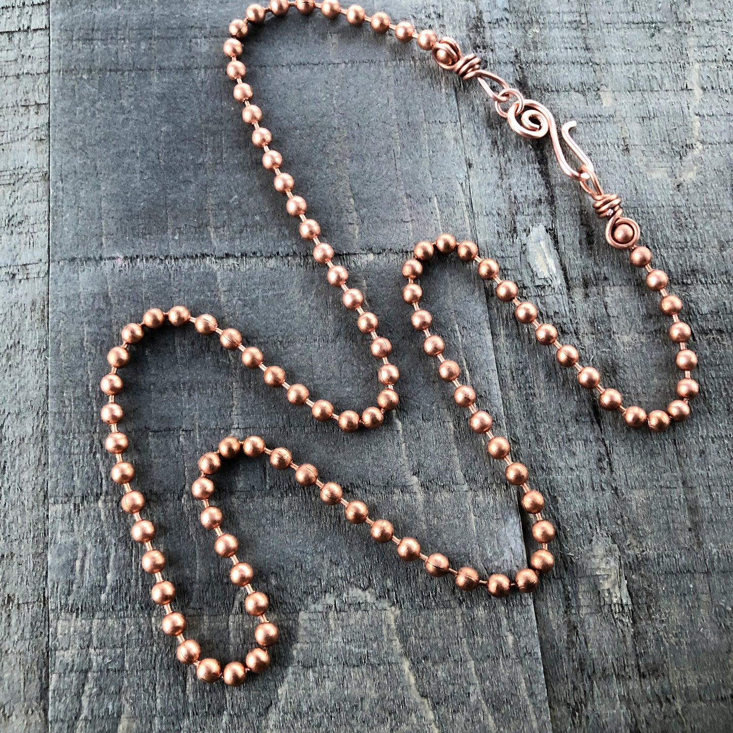 Large 4.5mm Copper Ball Chain Necklace with Artisan Clasp – Custom Length