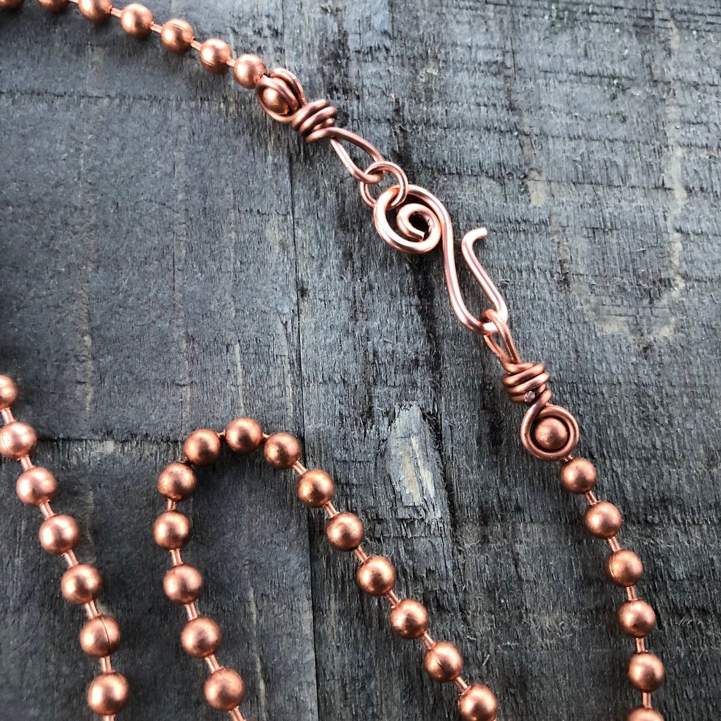 Large 4.5mm Copper Ball Chain Necklace with Artisan Clasp – Custom Length