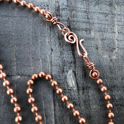 Large 4.5mm Copper Ball Chain Necklace with Artisan Clasp – Custom Length