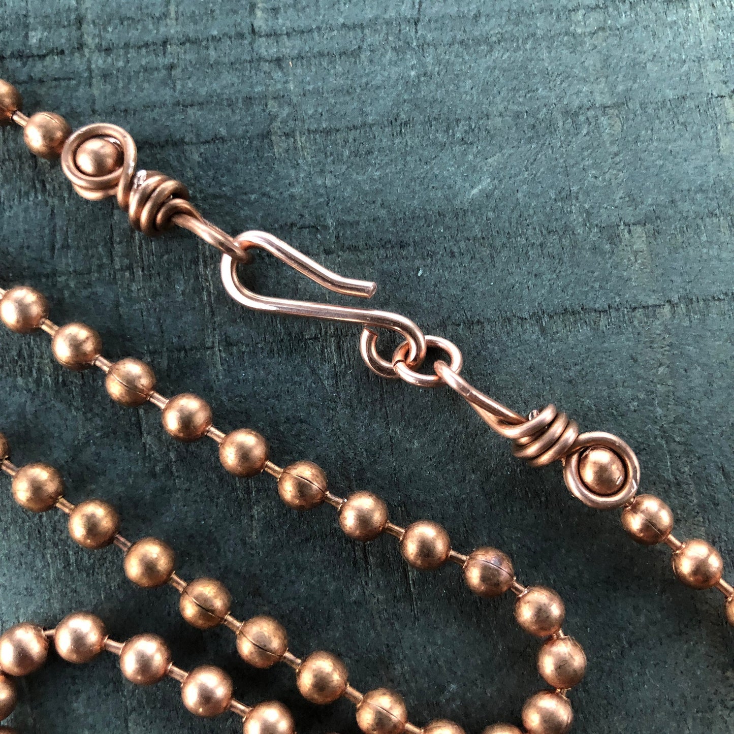 Large 4.5mm Copper Ball Chain Necklace with Artisan Clasp – Custom Length