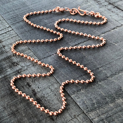 Copper Necklace 3.2mm Ball Chain with Artisan Clasp