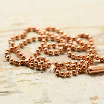 2.4mm Solid Copper Ball Chain Necklace with End Connector – Custom Length