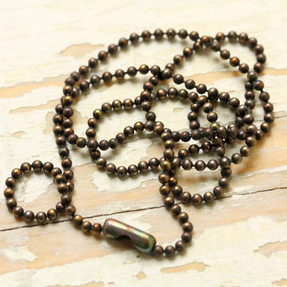 Solid Brass Ball Chain 1.8mm with Connector, Aged Finish, Custom Necklace Length