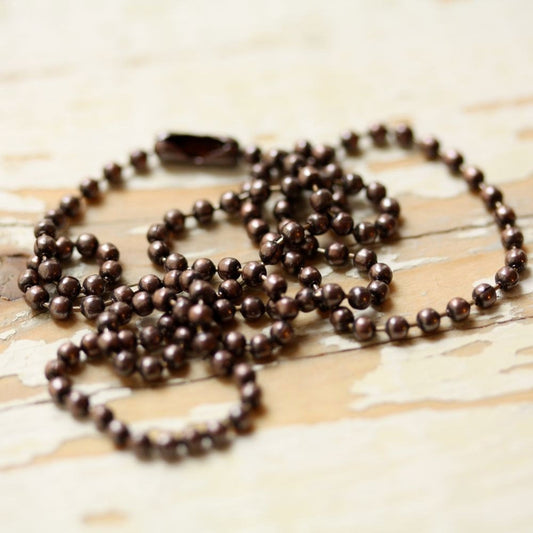 2.4mm Antiqued Solid Copper Necklace Ball-bar, faceted, or ball Chain with End Connector, Oxidized Solid Copper Ball Bar Chain