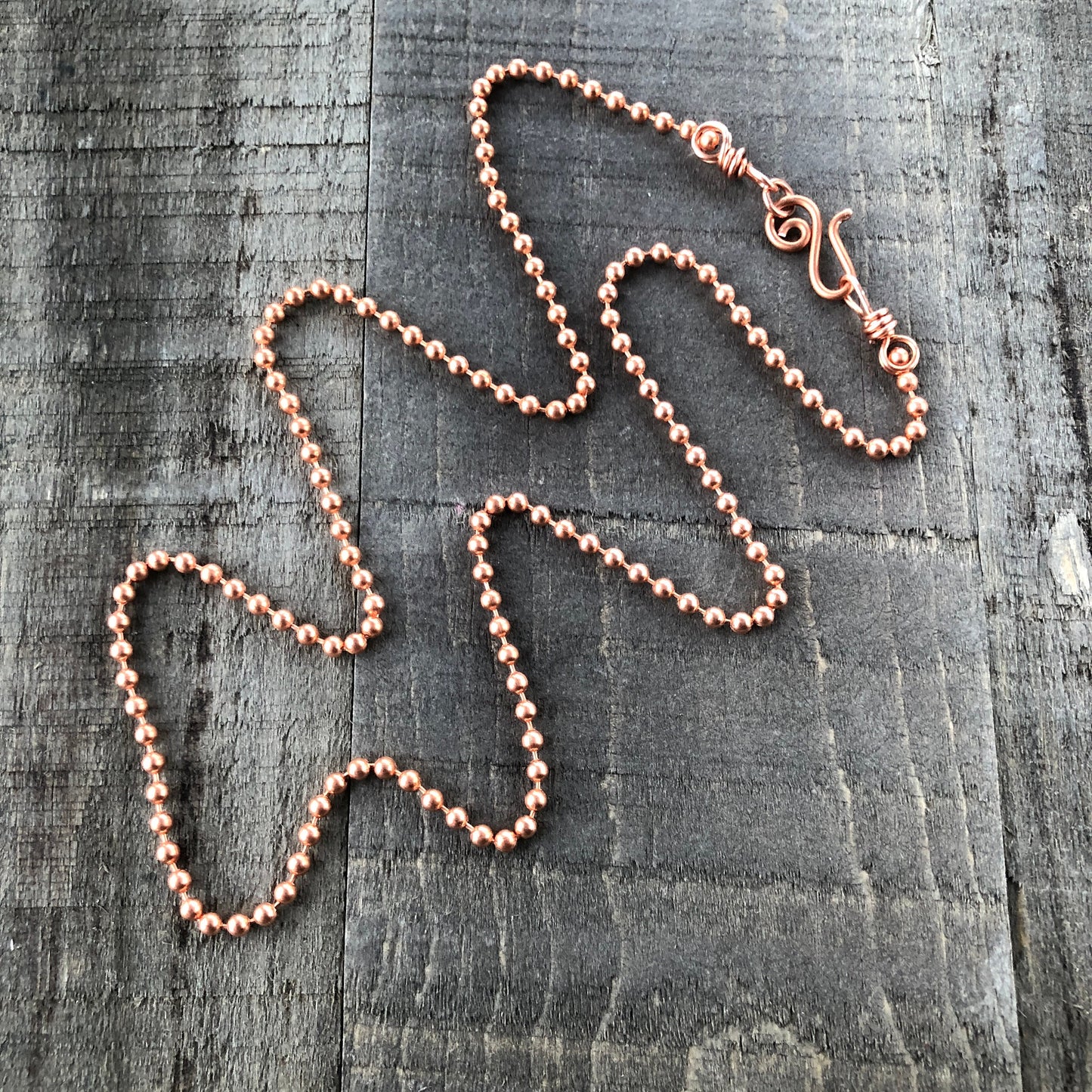 Copper Necklace 3.2mm Ball Chain with Artisan Clasp