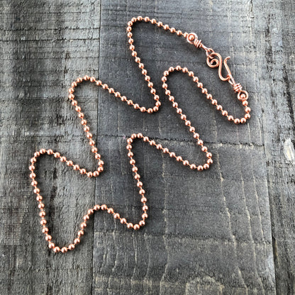 Copper Necklace 3.2mm Ball Chain with Artisan Clasp