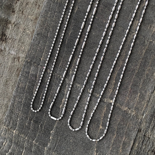 1.5mm Stainless Steel Ball Chain Necklace – Shiny Skinny Chain with Connector, Custom Length