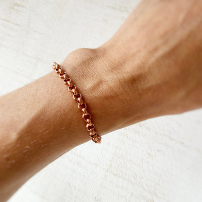 Copper Rolo Chain Bracelet or Anklet – Adjustable with Artisan Hook Closure