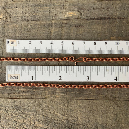 Etched Copper Cable Necklace Chain – Handmade Artisan Clasp, Textured Links
