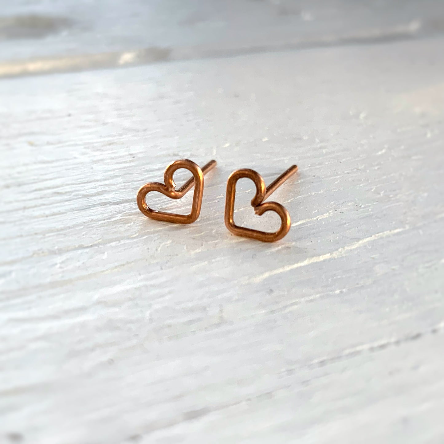 Copper Heart Studs