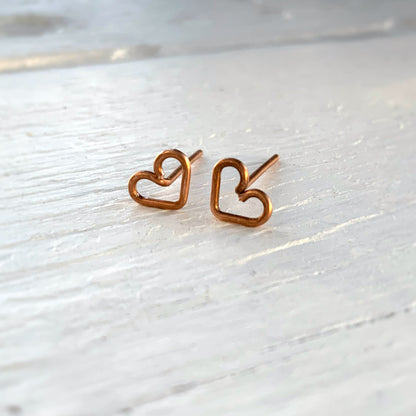 Copper Heart Studs