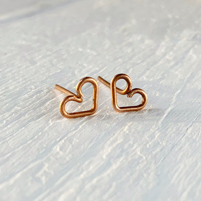 Copper Heart Studs