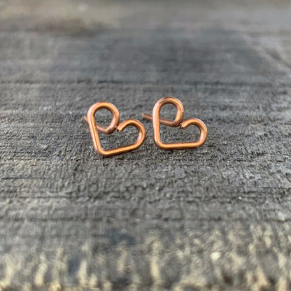 Copper Heart Studs