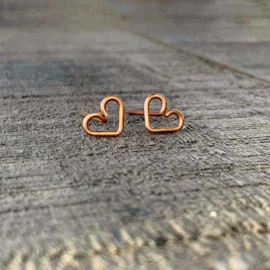 Copper Heart Studs