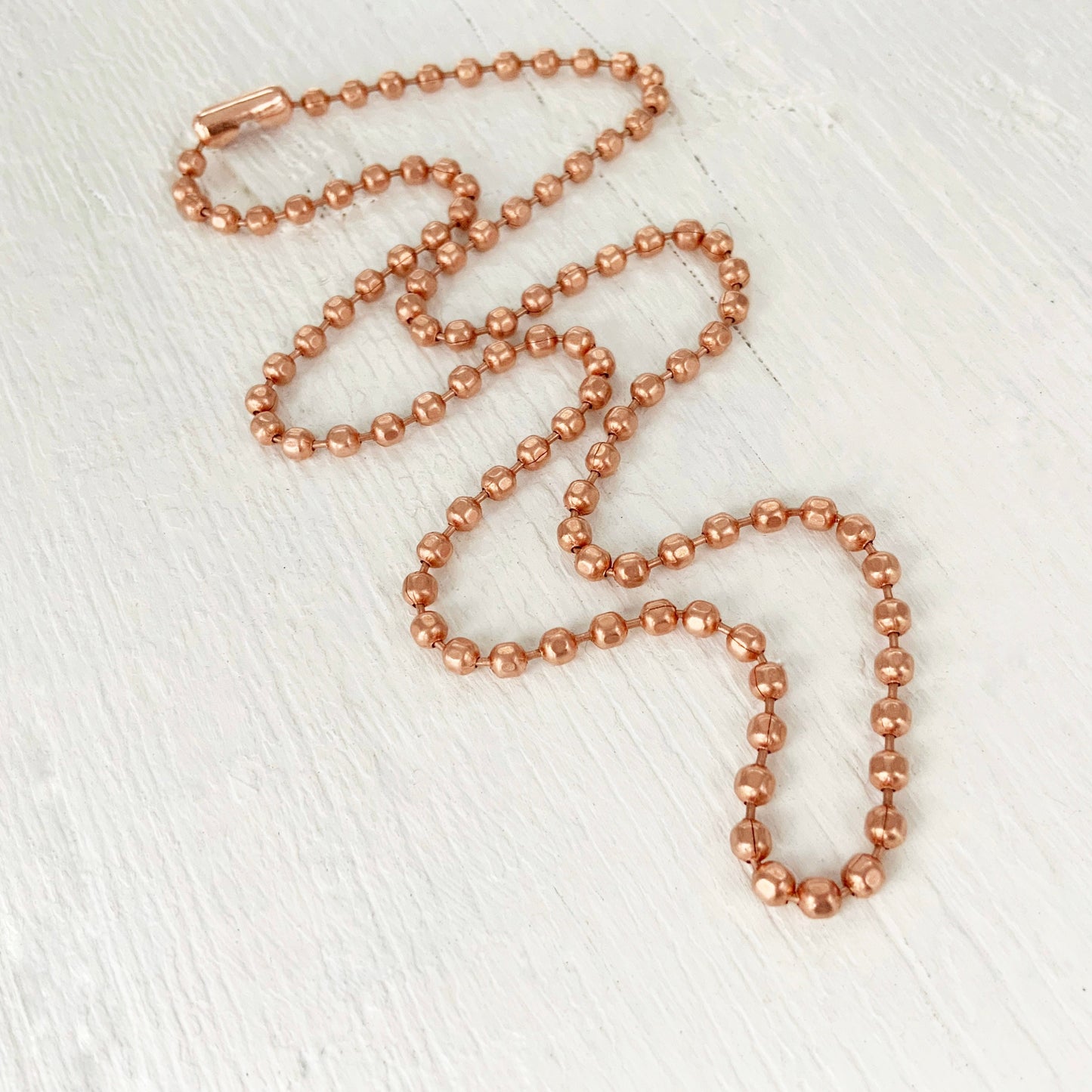 Pure Copper Ball Chain Necklace – 3.2mm Wide, Strong Necklace with Connector