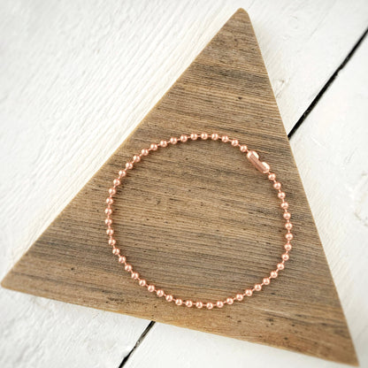 Copper Ball Chain Bracelet or Anklet – 3.2mm Ball, Faceted Ball, or Ball-Bar Chain with Connector