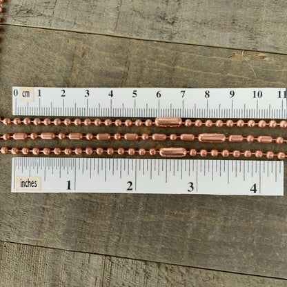 Copper Necklace 3.2mm Ball Chain with Artisan Clasp