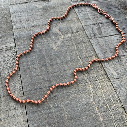 Copper Necklace 3.2mm Faceted BallChain with Artisan Clasp
