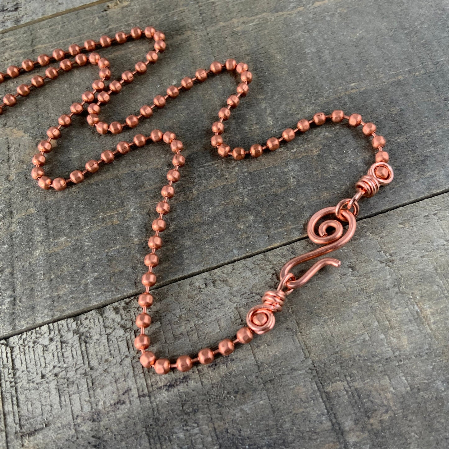 Copper Necklace 3.2mm Faceted BallChain with Artisan Clasp