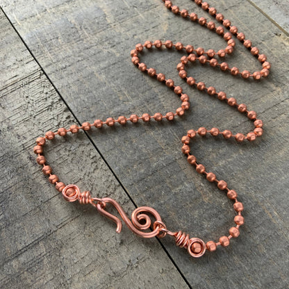 Copper Necklace 3.2mm Faceted BallChain with Artisan Clasp