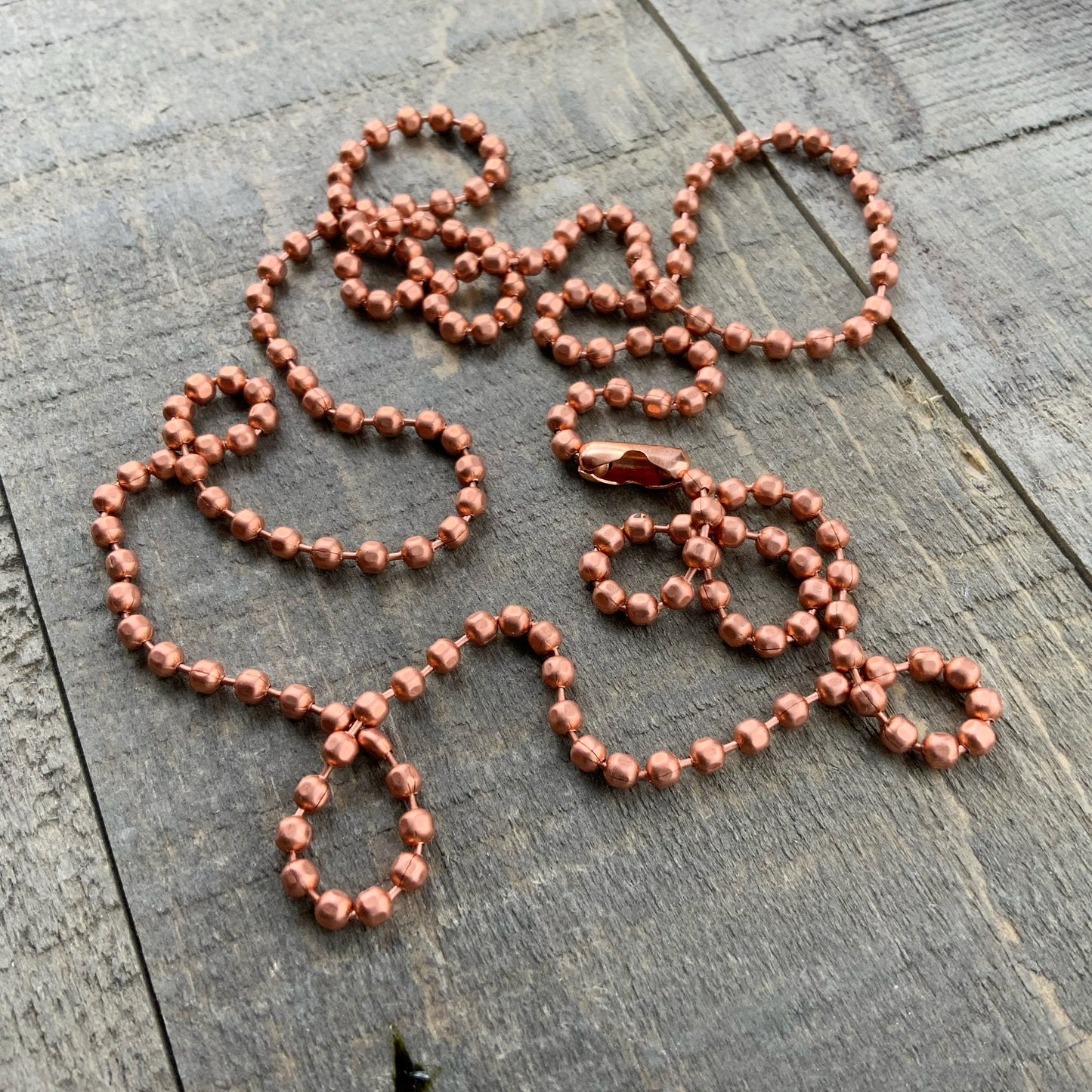 Pure Copper Ball Chain Necklace – 3.2mm Wide, Strong Necklace with Connector