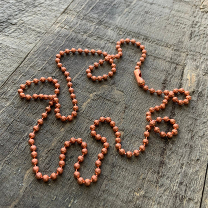 2.4mm Solid Copper Ball Chain Necklace with End Connector – Custom Length