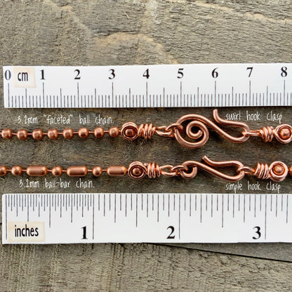 Copper Necklace 3.2mm Faceted BallChain with Artisan Clasp