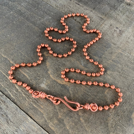 Copper Necklace 3.2mm Faceted BallChain with Artisan Clasp