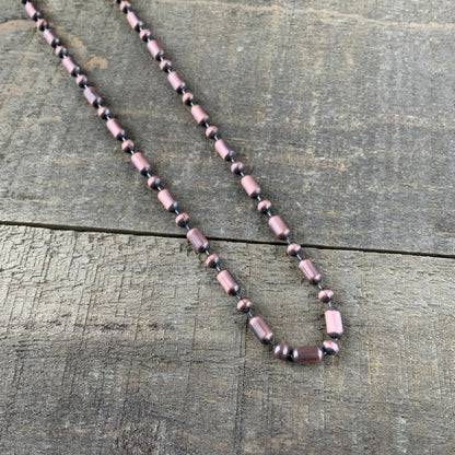 Oxidized Copper Necklace – 3.2mm Ball-Bar Chain with Handmade Artisan Clasp